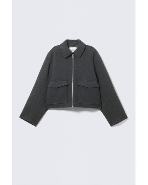 Monki Black Cropped Boxy Zip Jacket