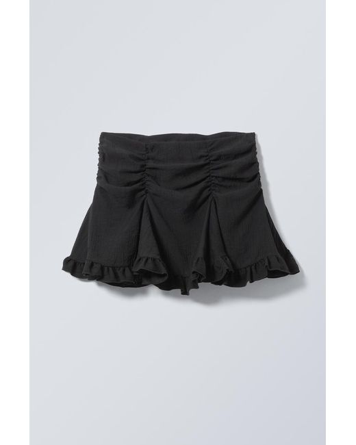 Weekday Blue Gathered Mini Skirt