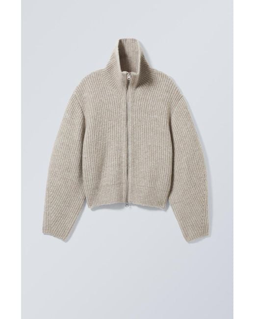 Weekday Natural Bea Zip Cardigan