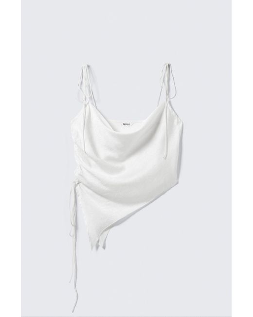 Weekday White Asymmetric Satin Strap Top