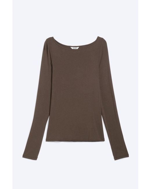 Monki Blue Sheer Boatneck Long-Sleeve