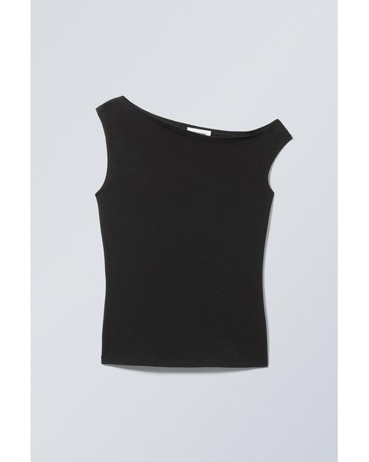 Weekday Black Fitted Asymmetric Top