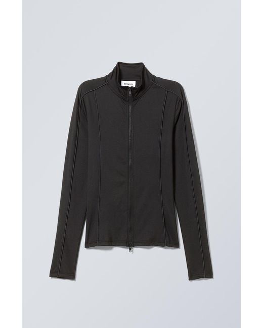 Weekday Black Lionella Piping Zip Longsleeve