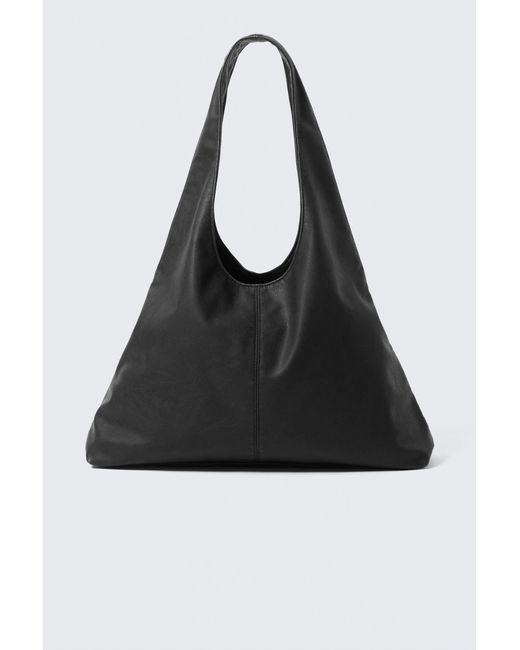 Weekday Black Faux Leather Slouchy Shoulder Bag