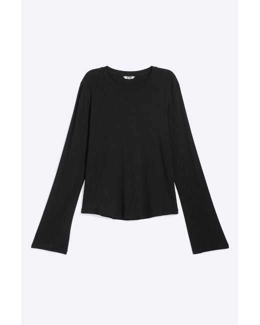 Monki Black Long-Sleeved Viscose Top