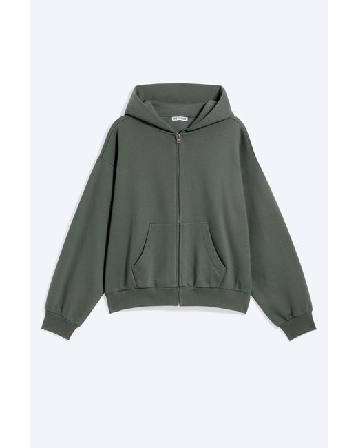Weekday Green Loose Fit Zip Hoodie for men