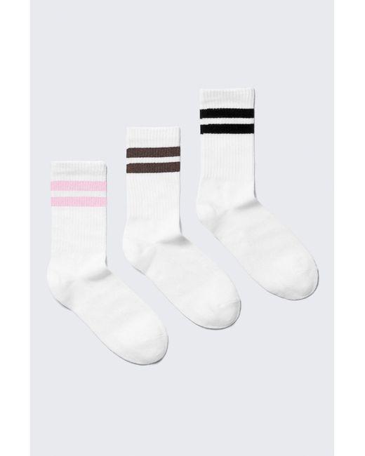 Weekday Black 3-Pack Striped Crew Socks