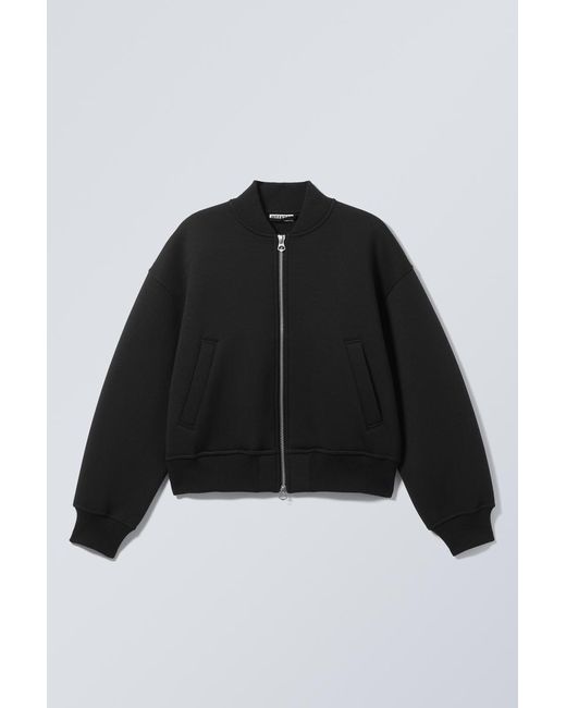 Weekday Black Loose Scuba Bomber Jacket for men