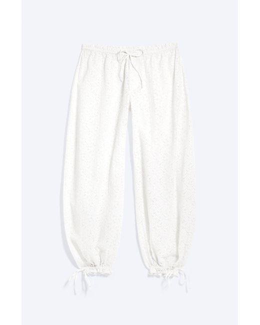 Monki White Low Waist Lace Drawstring Trousers