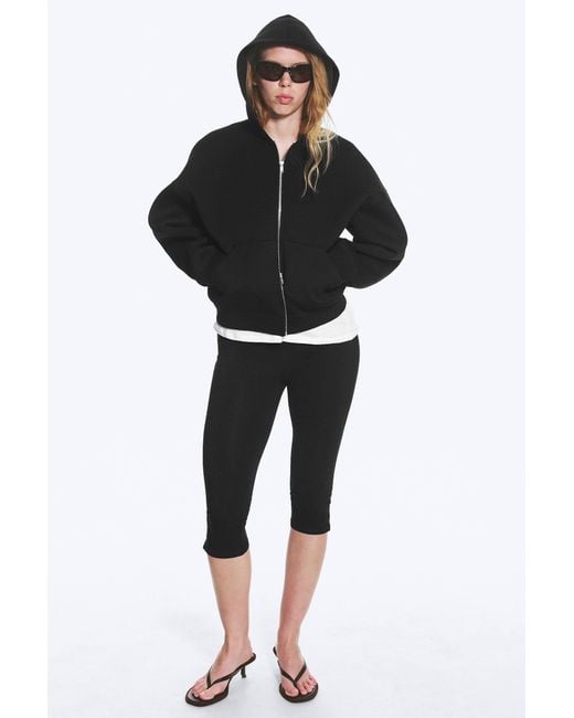 Weekday Black Oversized Scuba Zip-Hoodie