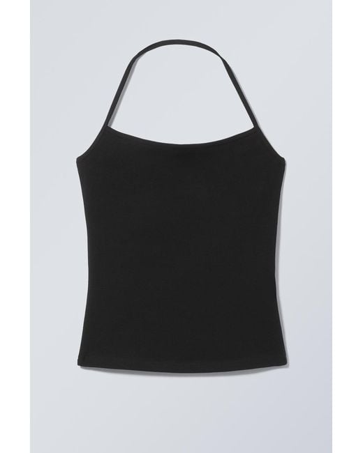 Weekday Black Strap Halter Tank Top