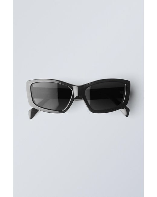 Weekday Black Rectangular Semi-wide Sunglasses