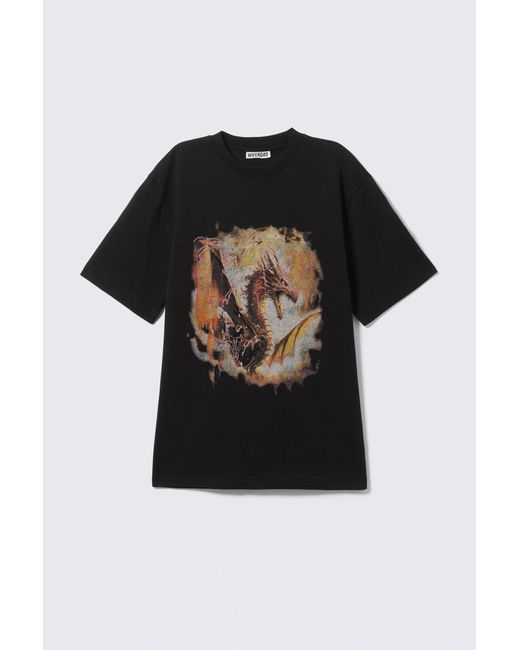 Weekday Black Relaxed Graphic Printed T-Shirt for men