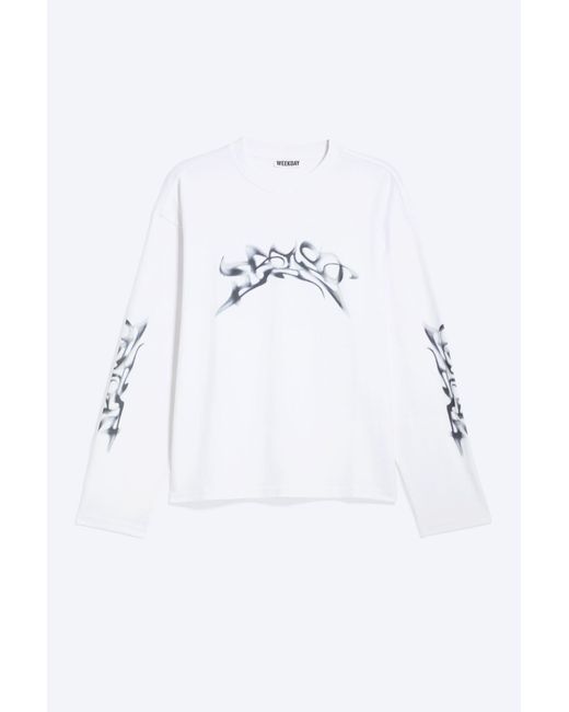 Weekday White Great Boxy Graphic Long Sleeve T-Shirt for men
