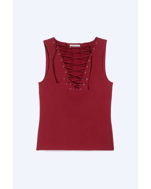 Weekday Red V-Neck Strap Top
