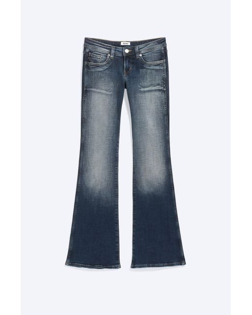 Monki Blue Low Rise Slim Flared Jeans