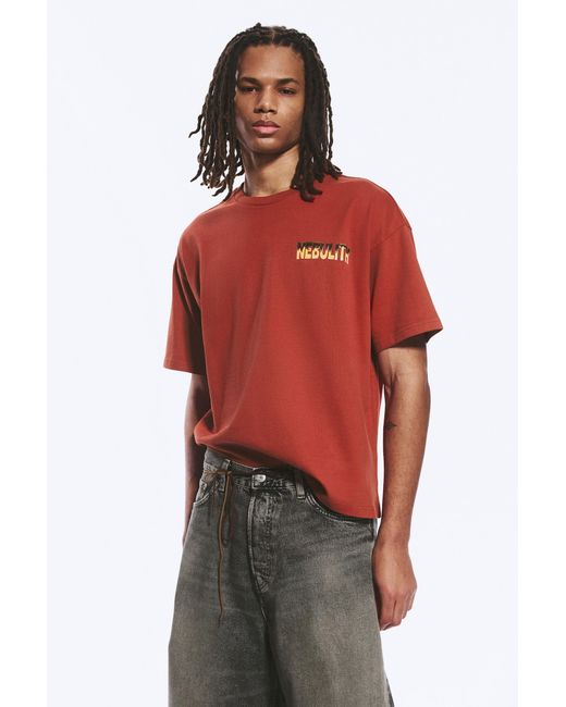 Weekday Red Boxy Printed Graphic T-Shirt for men