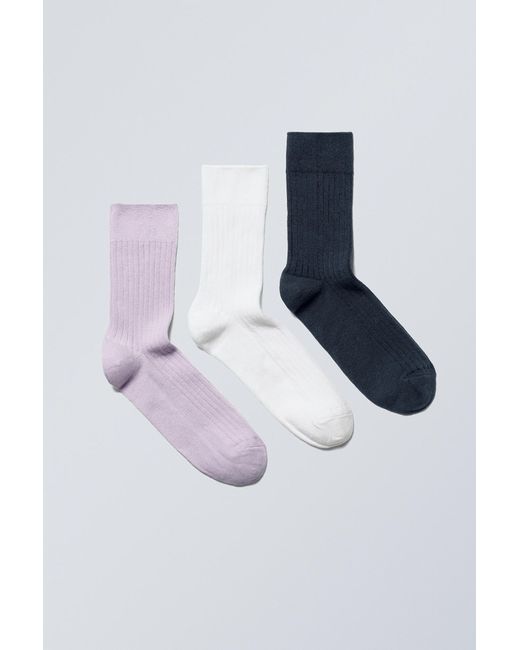 Weekday Purple 3-pack Selma Socks
