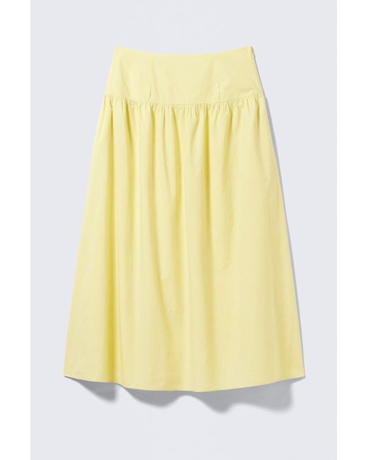 Weekday Yellow Gathered Cotton Poplin Maxi Skirt