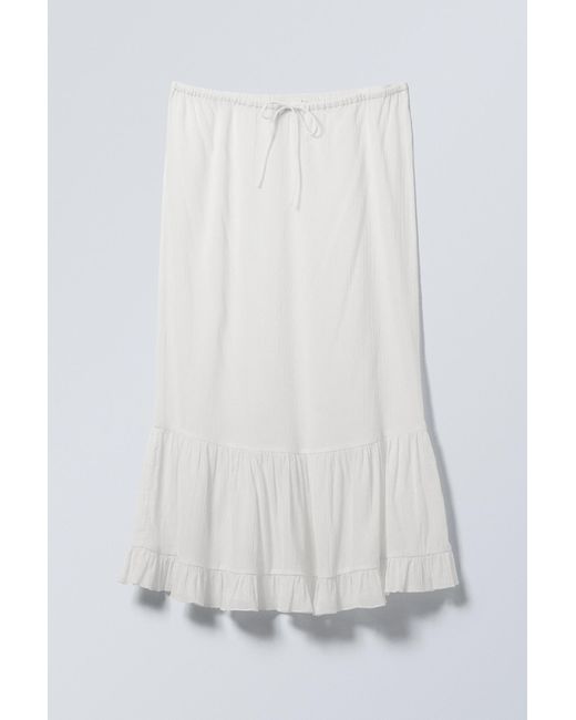 Weekday White Sheer Tiered Crepe Skirt
