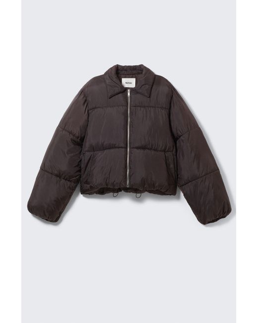 Monki Black Collared Puffer Jacket