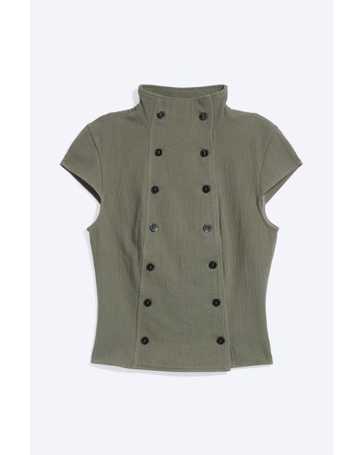Weekday Green Double Breasted Cotton Top