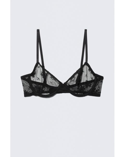 Weekday Black Sheer Lace Underwire Bra