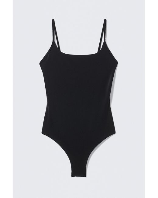 Weekday Black Square-Neck Swimsuit