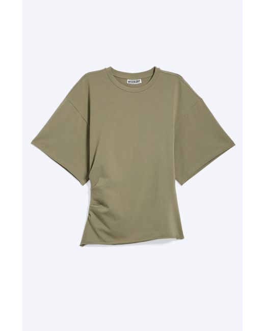 Weekday Green Draped Fitted T-Shirt