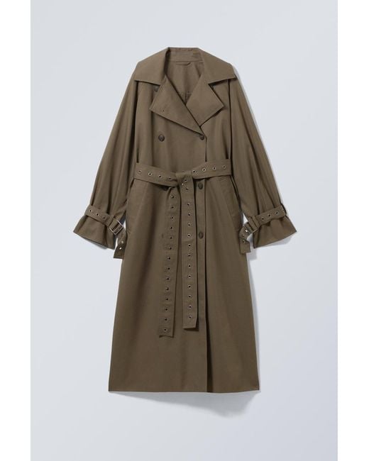 Weekday Green Oversized Double-Breasted Trench Coat