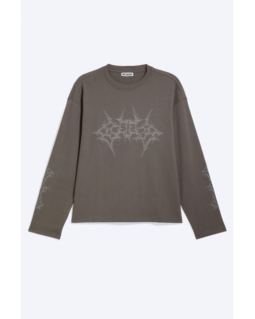 Weekday Gray Great Boxy Graphic Long Sleeve T-Shirt for men