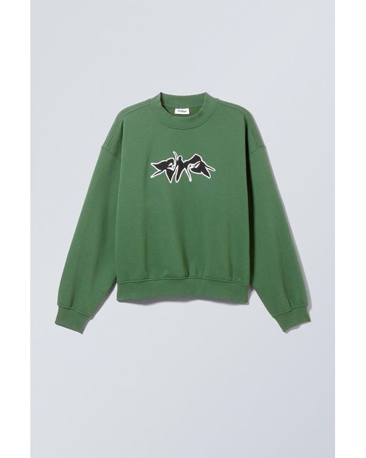 Weekday Green Regular Boxy Graphic Sweatshirt for men