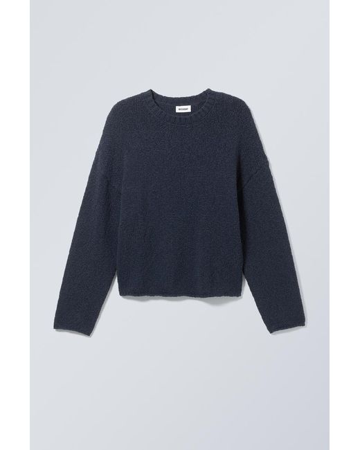 Weekday Blue Cropped Heavy Knitted Sweater for men