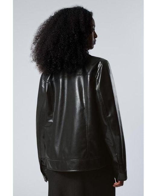 Weekday Black Regular Fit Faux Leather Jacket