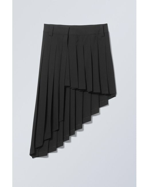 Weekday Black Skylar Pleated Midi Skirt
