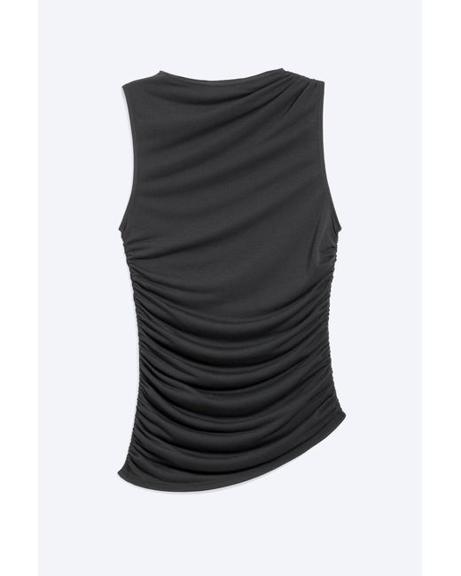 Weekday Black Gathered Asymmetric Tank Top
