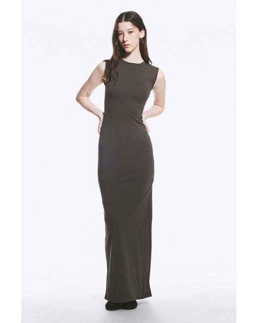Weekday Gray Sleeveless Cotton Jersey Maxi Dress