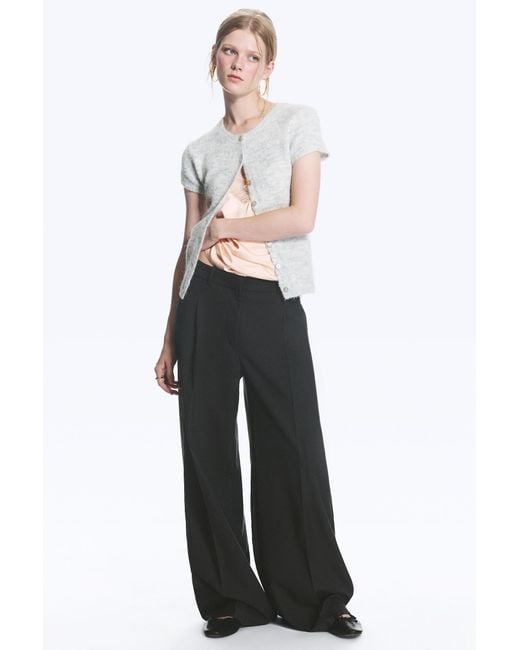 Monki Gray High Waisted Wide Leg Suiting Trousers