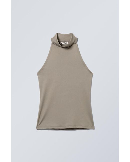Weekday Natural Slim Sleeveless Turtleneck Top
