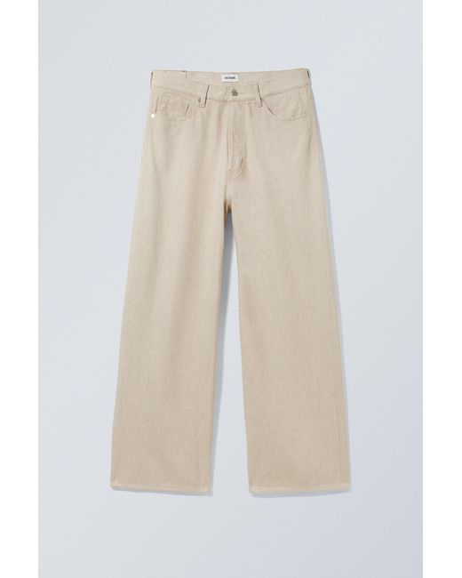Weekday Natural Astro Baggy Linen Blend Trousers for men