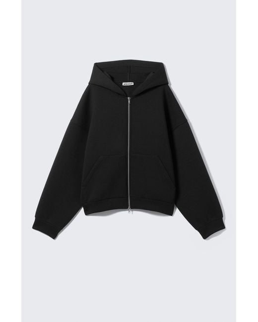Weekday Black Oversized Scuba Zip-Hoodie