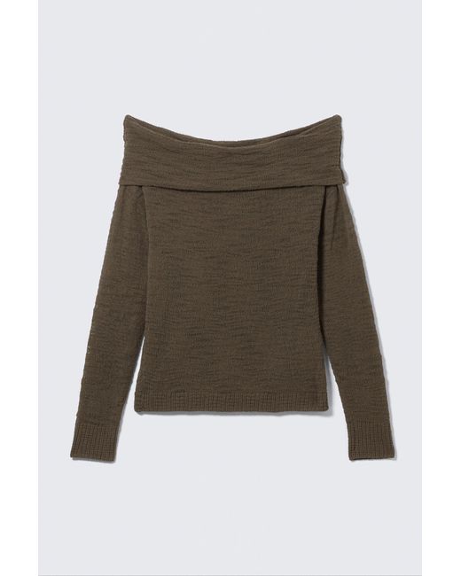 Weekday Black Off-Shoulder Knitted Sweater