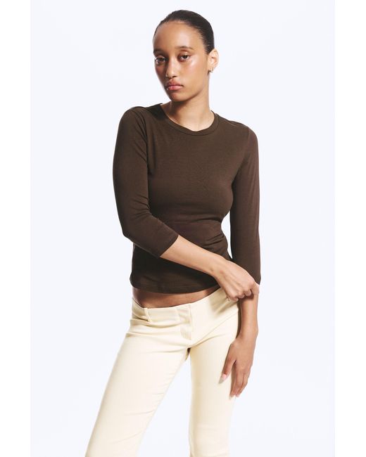 Monki Black Round Neck Three-Quarter Sleeve Top