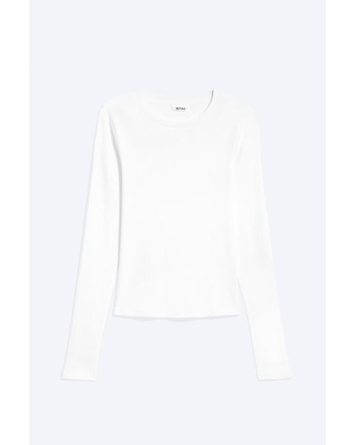 Monki White Tight Ribbed Long-Sleeve