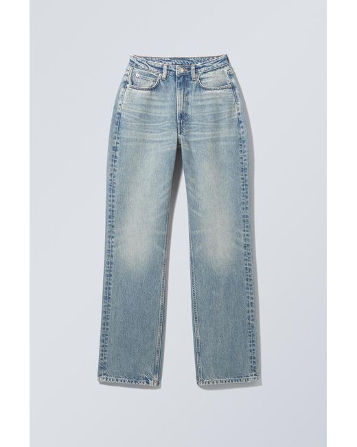 Weekday Blue Resolute Curve High Jeans Mit Geradem Bein