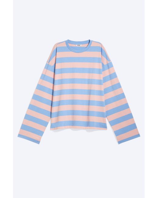 Monki Blue Long-Sleeved Cotton T-Shirt