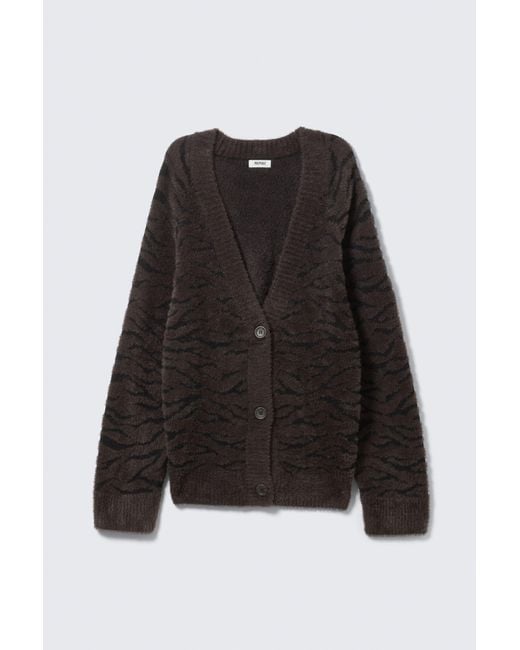 Monki Black Oversized Strickjacke Mit V-Ausschnitt