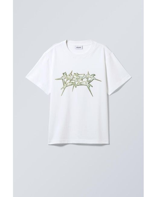 Weekday White Boxy Graphic Printed T-Shirt for men