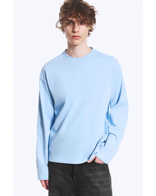 Weekday Blue Loose Boxy Long-Sleeved T-Shirt for men