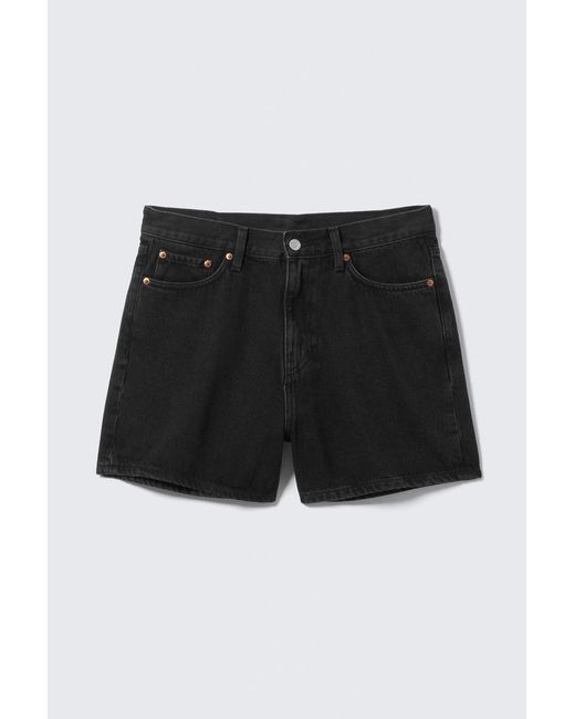 Weekday Black Eris Short Loose Fit Denim Shorts for men